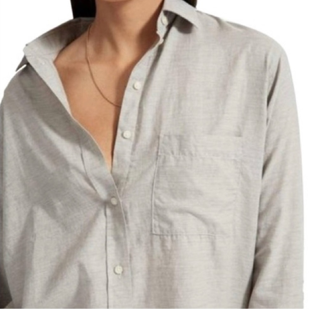{Everlane} Cotton Button-Down Grey Long Sleeve Blouse Sz.8